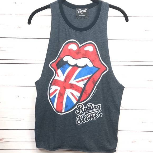 Tops - Rolling Stones Classic Cut Off Black Band Tee
